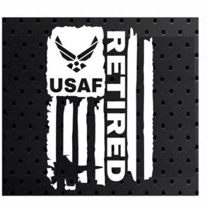 Vinyl Decal for Window - USAF Retired Flag, 6"